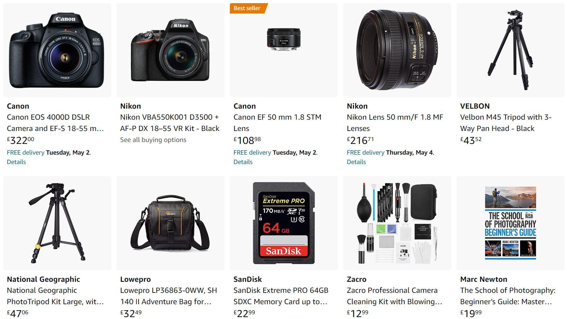 Photography equipment discounts